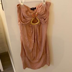 Sky blush pink snake strapless tunic dress small